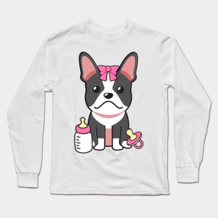 Cute french bulldog is a baby - girl Long Sleeve T-Shirt